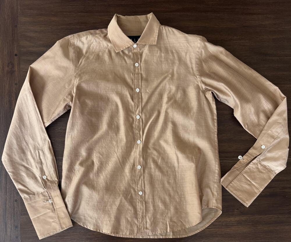 Ralph Lauren Shirt Womens 12 Tan Cotton Silk Button Up Vintage 90s Safari